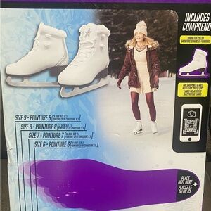 White Ice Skates with Fur Trim